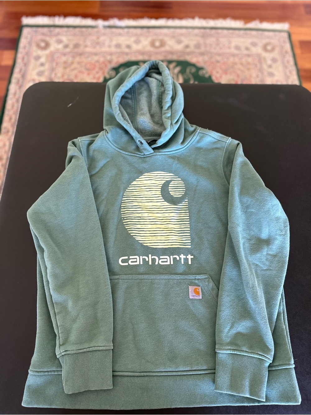 Carhartt Youth Large (12-14) Green Hoodie (MISSING DRAWSTRING)